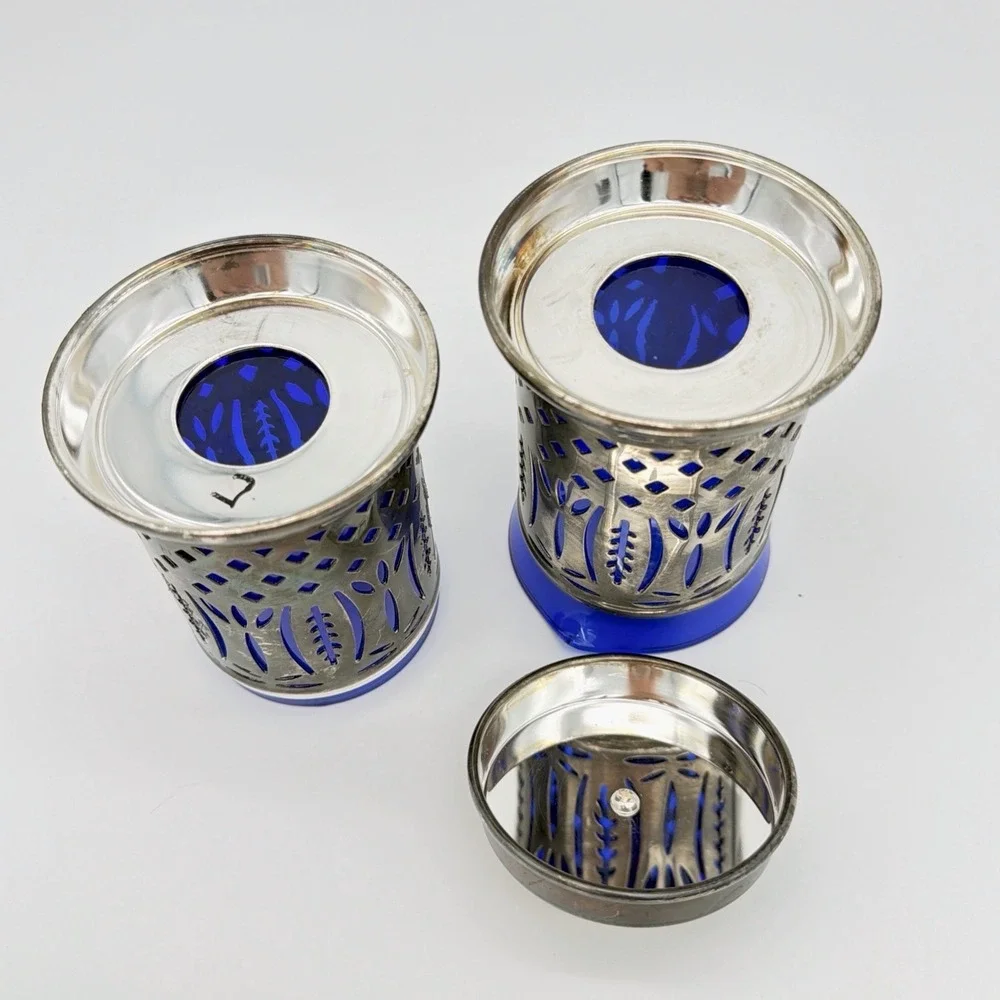 Avon Royal Sapphire Cobalt Blue Glass Creamer & Sugar Bowl Set VTG